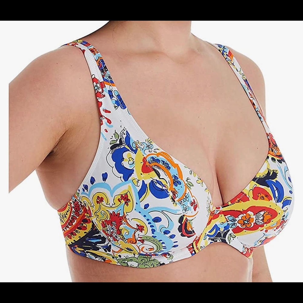 Freya plunge paisley bikini top, 32I